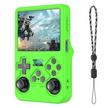 Imagem de Silicone Case Compatible with R36S Handheld Game Console, Anti-Scratch, Washable, Shockproof Silicone Protective Cover for R36S with Lanyard - Green