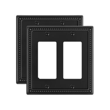 Imagem de TREEWELL Pacote com 2 placas decorativas para tomadas, placas decorativas de interruptores e tampas de tomada, placas de parede de metal para tomadas elétricas, receptáculos, tomadas GFCI, interruptor