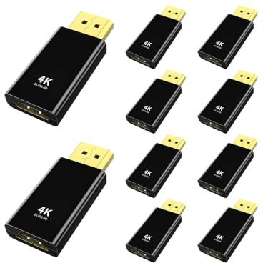 Imagem de Adaptador 4K DisplayPort para HDMI pacote com 10, porta de exibição unidirecional banhada a ouro 24K DP para HDMI adaptador passivo compatível com HP, HDTV, AMD, NVIDIA, Dell, GPU, projetor, PC,