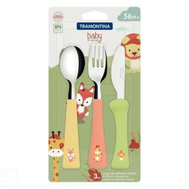 Imagem de Jogo De Talheres Infantil Baby Friends Com Lâminas De Aço Inox E Cabos