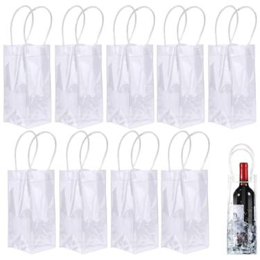 Imagem de WAONIQ Bolsa De Vinho De Gelo, Bolsa De Vinho Transparente Dobrável Portátil, Sacolas De Presente De Pvc Transparente Com Alças Para Festa De Casamento, Viagem, Champanhe, Cerveja, Vinho Branco, Beb
