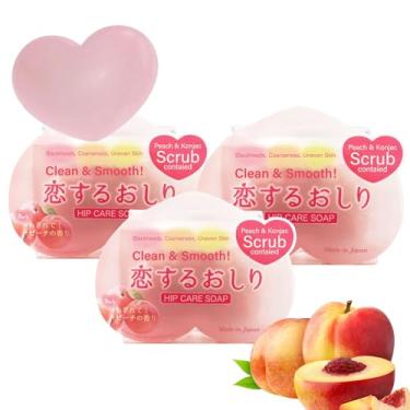 Imagem de Pelican 3Pk Hip Care Scrub Soap, Sabonete Esfoliante Para Bumbum, Cotovelo, Costas, Joelho, Axila E Pés Descalços, Aroma De Pêssego, Cada 2,8 Oz/80G