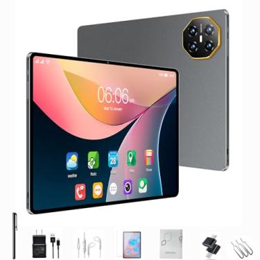 Imagem de Tablet, 10,1 polegadas, Tablet Android,Tablet Android 13, bateria de 12000 mAh, tela IPS FHD 1960x1200, Bluetooth, WiFi 5G, GPS, (versão Wi-Fi) (gris escuro)