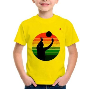 Imagem de Camiseta Infantil Vôlei Vintage Sunset - Foca na Moda, Amarelo, 8