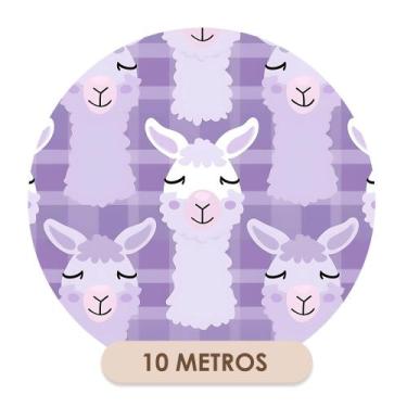 Imagem de Papel De Parede Adesivo Lavável Lhamas Lilás Decoração - Deliquadros, 