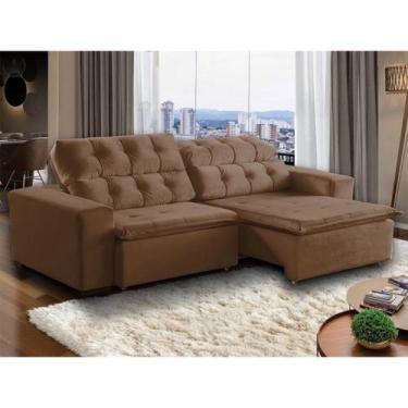 Imagem de Sofá 4 Lugares Retrátil e Reclinável Alasca 230 Cm Pillow Veludo Marro