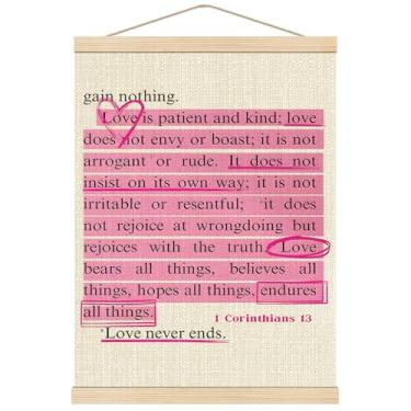 Imagem de Boat Wades Cabides de pôster de madeira cristã rosa para escola em casa 30,5 x 40,6 cm, moldura de pôster bíblico versículo bíblico, decoração de dormitório rosa, decoração de arte de parede cristã