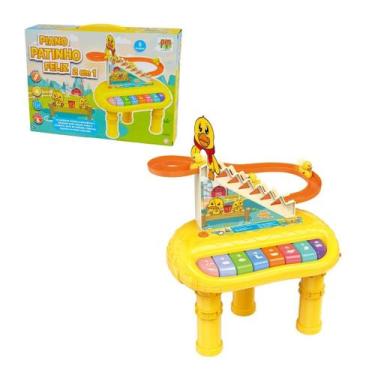Imagem de Piano Patinho Feliz 2 Em 1 Infantil 5 Modos Teclado Luz Som - Comercia