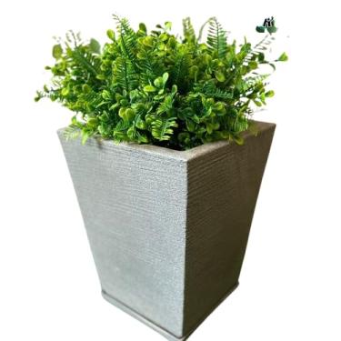 Imagem de Vaso De Planta Coluna Quadrada Com Prato P (cinza)