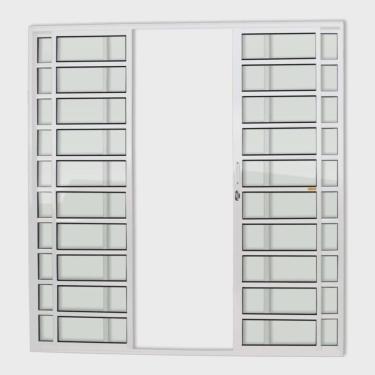 Imagem de Porta de Alumínio de Correr 210x240cm 4 Folhas com Travessa e Vidro Liso Super Brimak