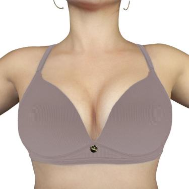 Imagem de Soutien delrio com bojo sem aro no tecido ribana canelado cor new nude