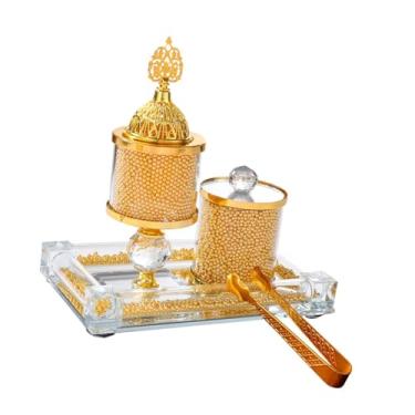 Imagem de IEUDNS Burner de queimaduras de vidro Conjunto de incenso arabiano Ornamento de mesa de mesa de mesa Central Home Móstia portátil Burner para sala de chá
