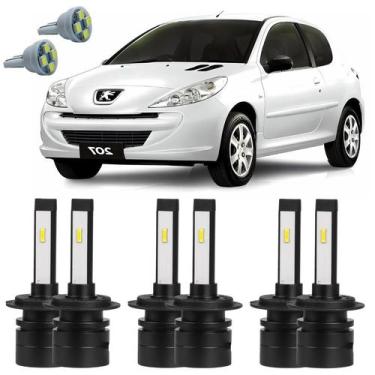 Imagem de Lâmpadas Ultra Led Alto Baixo Milha Peugeot 207 + Pingo T10 - Autovex 