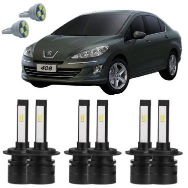 Imagem de Lâmpadas Ultra Led Alto Baixo Milha Peugeot 408 + Pingo T10 - Autovex 