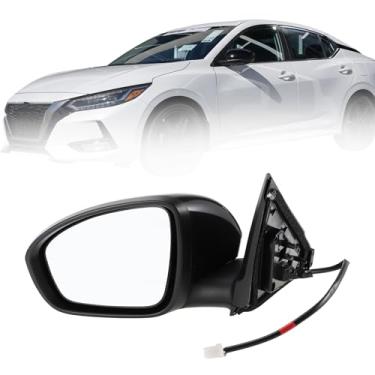 Imagem de Motoforti Conjunto de espelho retrovisor lateral de substituição do lado esquerdo para NISSAN SENTRA 2020-2022 preto 3 pinos ajuste manual de vidro retrovisor dobrável não aquecido