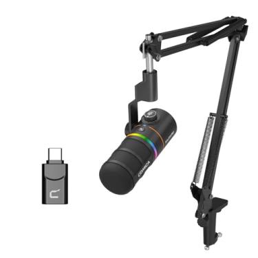 Imagem de COMICA D10 Pro A XLR USB Microfone Dinâmico com Receptor e Suporte para Jogos/TikTok/Gravação de Podcast, com Suporte para Botão de Silenciar luz RGB para PC, Smartphone, Computador, Mac, PS4/5 (Preto