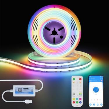 Imagem de MIWISE Fita de luz LED inteligente IC COB USB RGB 5V WS2811 endereçável, 3 m, fita de LED flexível com controle de aplicativo/modo de música, funciona com Alexa/Google, para TV, quarto, festa,