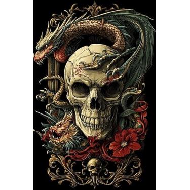 Imagem de Moohue Kits de ponto cruz com estampa de 14 quilates para adultos, animais, dragão, crânio, flores, ponto cruz, suprimentos artísticos (dragão animal 2)