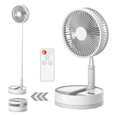 Imagem de Ventilador dobrável oscilante com controle remoto, 10800 mAh recarregável operado por bateria portátil para acampamento, 4 velocidades, temporizador, ajuste de altura para viagens, ao ar livre, casa