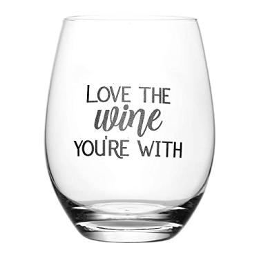 Imagem de Lushy Wino – Love The Wine You're With – Taça de vinho de 473 ml com frases engraçadas em caixa de presente