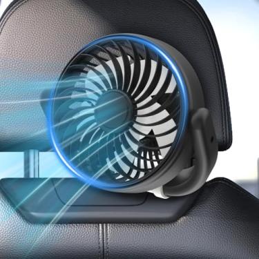 Imagem de Dealswin Ventilador de carro recarregável para crianças no banco traseiro, ventilador portátil alimentado por USB e bateria, 3 velocidades, rotação de 360°, ventiladores de assento de carro para