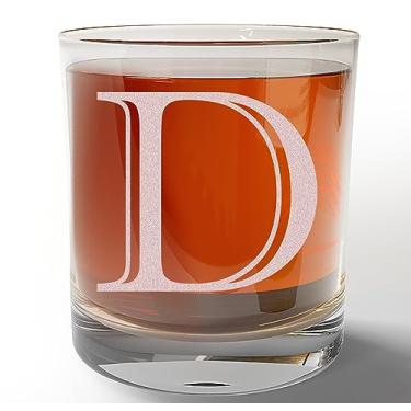 Imagem de Monograma gravado 325 ml Whisky Rocks Glass (letra D), A-Z personalizado Bourbon Gin Rum presentes masculinos, copo de uísque personalizado, presentes gravados personalizados para ele, inicial, nome,