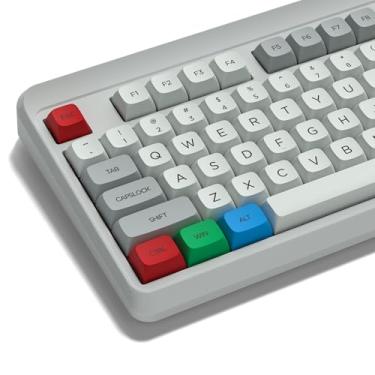 Imagem de dagaladoo Teclas PBT cinza retrô Double Shot, perfil XDA 75%, Dye-Sub, personalizadas para teclado mecânico Gateron MX Switches (apenas teclas)