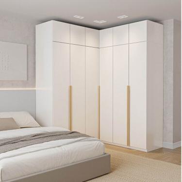 Imagem de Guarda Roupa Modulado 6 Peças 12 Portas Jade Cabecasa Branco Fosco