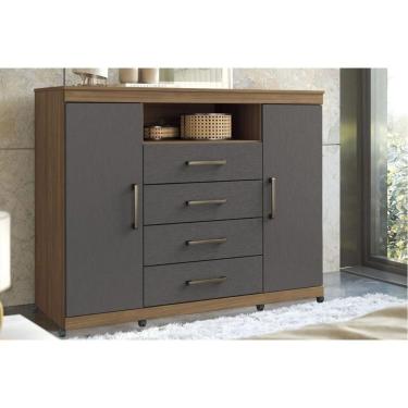 Imagem de Cômoda Solteiro Master C- 2 Portas 1 Nicho E 4 Gavetas C- Rodízio Jatobá-grafite - Santos Andirá