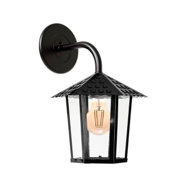 Imagem de Arandela Blumenau Colonial Sextavada Vidro Liso E27 Bivolt Preto Fosco