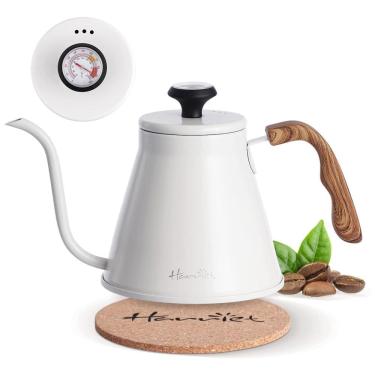 Imagem de Gooseneck Chaleira de Água 1.1L com Termômetro e Cabo Anti Calor, Aço Inox, Branca, HARRIET, Branco