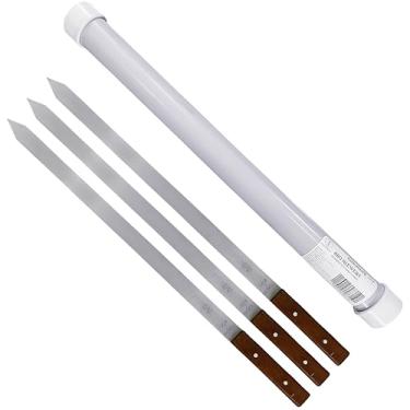 Imagem de ANDUSTRIAL Espetos Para Churrasco - Perfeitos Grelhar Carne, Peixe, Carne De Porco, Peito Frango, Espetinhos, Vegetais 24' Comprimento, 1' Largura, 2Mm Espessura Aço Inoxidável 3 Peças