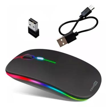 Imagem de Mouse Sem Fio LED Recarregável Bluetooth Wireless Óptico Gamer – Silencioso, Ergonômico e Portátil com Conexão Rápida