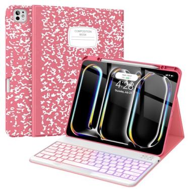 Imagem de Supveco Capa Com Teclado Para Ipad Pro 13" (M4) 2024 Porta-Lápis, Teclas Magnéticas Removíveis E Retroiluminadas, Suporte Fino, Traseira De Tpu Macio, Nova, - Melancia