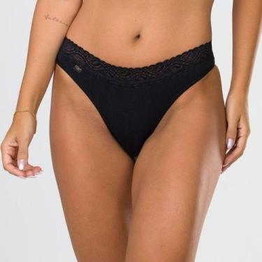Imagem de Tanga em Algodão Egípcio com renda na cintura - Ahavá Store, GG, Preto