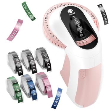 Imagem de Phomemo Máquina de fazer etiquetas em relevo, etiquetadora retrô em relevo, etiquetadora Old School com 6 rolos de etiqueta em relevo 3D à prova d'água para crianças, faça você mesmo, casa, escola e