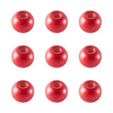 Imagem de Craftdady 200 peças de contas redondas de madeira 8 mm contas espaçadoras de esferas de madeira vermelhas para decoração de casa orifício de fabricação de joias: 3 mm