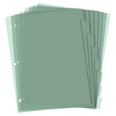 Imagem de 3 anéis de divisória verde escuro com 8 abas, divisórias de fichário A4, divisor de plástico resistente, adequado para cadernos e fichários, abas para fichário, furador de 3 furos (verde escuro, A4)