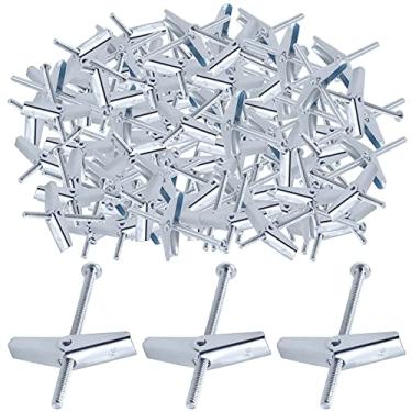 Imagem de Glarks 60Pcs 3/16'' Zincado Aço Cabeça Redonda Parafuso De Alternância E Porca De Asa Para Pendurar Itens Pesados Em Drywall (3/16'')