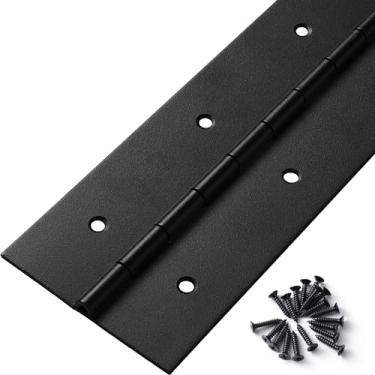 Imagem de Dobradiça de piano resistente de 50 cm x 7 cm de largura, dobradiça preta de aço inoxidável de 0,060 polegadas de espessura para gabinete, porta, caixa de ferramentas, caixa de madeira, placa de