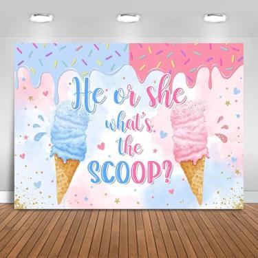 Imagem de Fitumiw Pano de fundo revelador de gênero sorvete, 3 x 2,1 m, para ele ou ela, qual é a colher de verão, decoração de festa, decoração de festa para meninos ou meninas, adereços para cabine de fotos