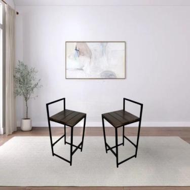 Imagem de DUO DE BANQUETAS AÇO FERRO MADEIRA ESTILO INDUSTRIAL BQ01 Informar cor