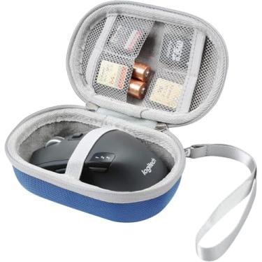 Imagem de AONKE Capa rígida de viagem para Logitech M510/M330/M720/Signature M650 L/G305/G304/MX Anywhere 3/G Pro/G PRO X/G703 mouse sem fio, bolsa de malha para cartões (azul)