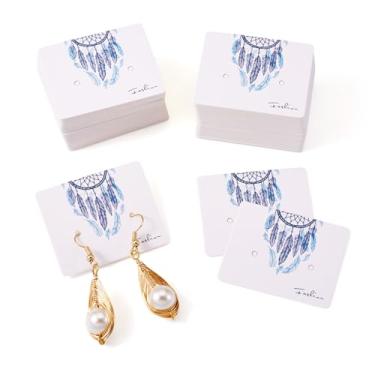 Imagem de Beadthoven 100 peças de cartões de exibição de brincos, retângulo, 3,5 x 4,8 cm, porta-brincos, papel impresso, apanhador de sonhos, cartão de exibição de joias, cartão de embalagem para pendurar