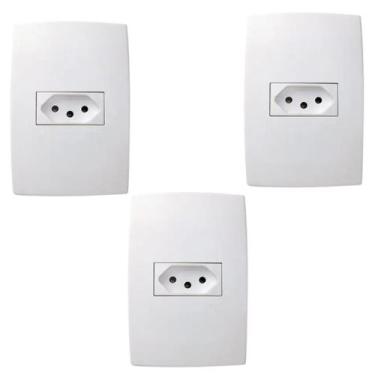 Imagem de Kit 3 Conjunto Tomada 20a 2p+t 4x2 Branca 615081bc Pial Plus+