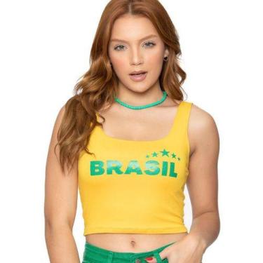 Imagem de Cropped Brasil Regata - Adamas, Amarelo, GG