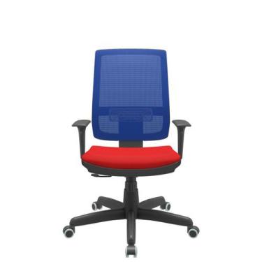 Imagem de Cadeira Office Brizza Tela Azul Assento Aero Vermelho RelaxPlax Base S