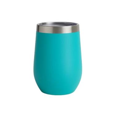 Imagem de Copo Térmico Inox Cuia 360ml, Parede Dupla, Tampa Antivazamento, Conservação 12h, Diversas Cores (Azul Turquesa)