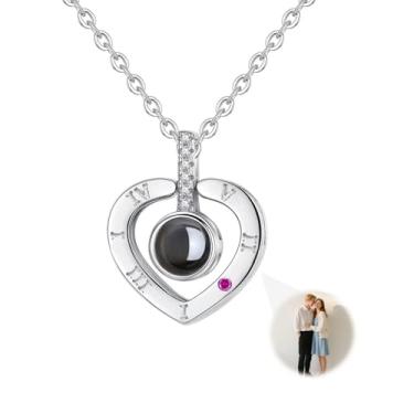 Imagem de Colar com foto personalizada com imagem dentro, colar de pingente de coração personalizado, colar de projeção de imagem para mãe, esposa, casais, dia dos namorados, dia das mães, presente memorial de