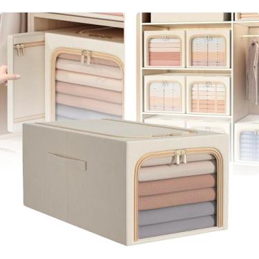 Imagem de Caixa De Armazenamento De Roupas 31l / 50l / 56l Capacidade Estrutura De Aço Espessa Suporte Estável Sem Deformação Dobrável Economiza Espaço Profundidade 55-60cm Laváv, Beige, 31L